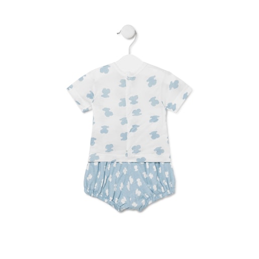 Bear T-shirt and nappy cover briefs outfit in Blue