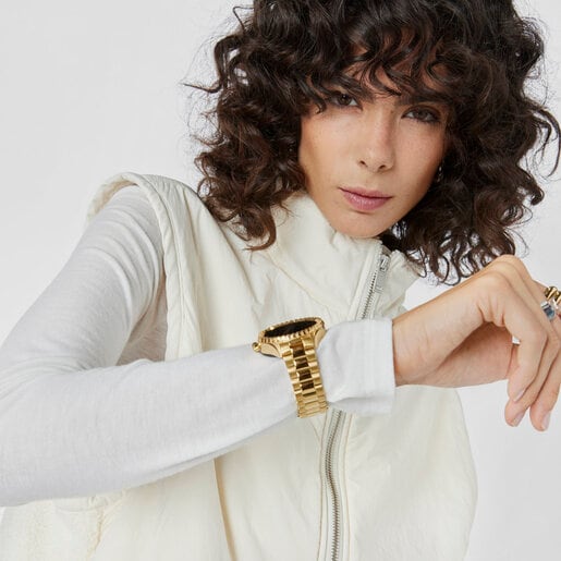 Smartwatch T-Bear Connect con bracciale in acciaio IP color oro