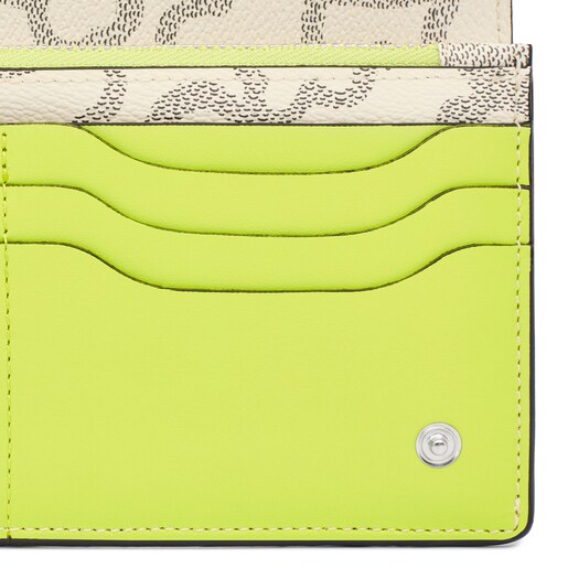 Portefeuille Flat Kaos Legacy moyen beige et citron vert