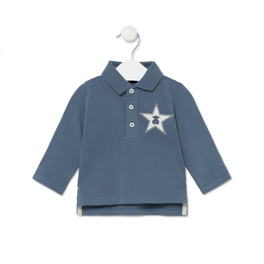 Polo Estrela/Urso Casual Azul