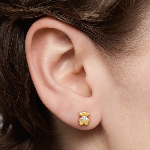 6 mm gold Bear earrings with laboratory-grown diamonds TOUS Lili