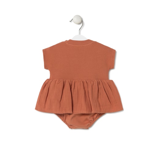 Baby bodysuit with skirt in Classic brick red