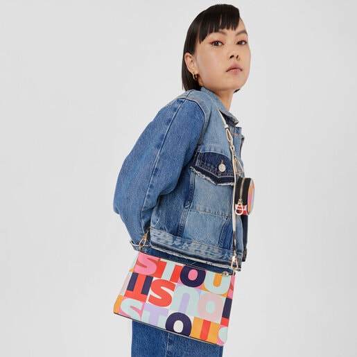 תיק צד TOUS Mimic עם תחתית שטוחה בצבע בז'