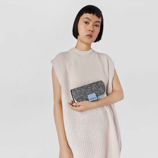 Portefeuille long Amaya Kaos Icon beige et bleu