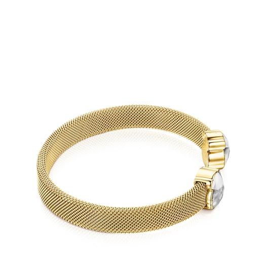 Pulsera de acero IP dorado y howlita Mesh Color