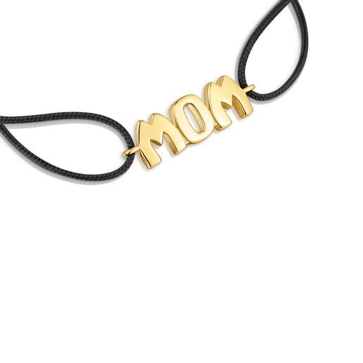 سوار من الفضة المطلية بالذهب عيار 18 قيراطًا مُرصّع بالنايلون من تشكيلة TOUS Mom