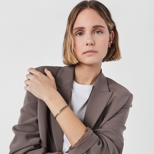 シルエットをあしらったダークシルバーブレスレット TOUS Bear Row
