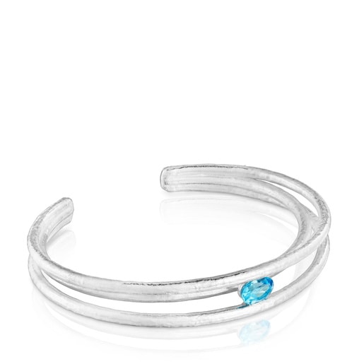 Pulsera esclava de plata y topacio Duna