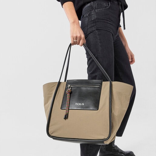 תיק סל TOUS Empire Cotton גדול בצבע חאקי
