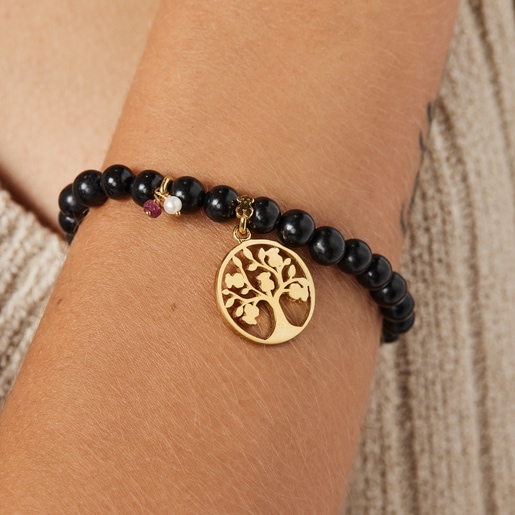 Armband TOUS Good Vibes Baum aus Vermeil-Silber mit Schungiten