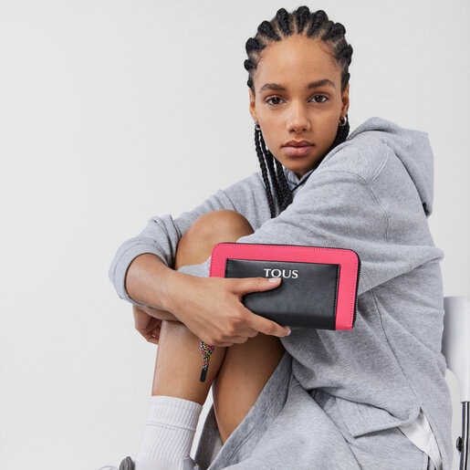 ארנק TOUS Empire Cotton בינוני בצבע ורוד זוהר