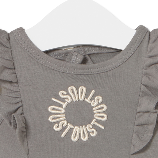 Baby bodysuit with ruffles in Classic grey