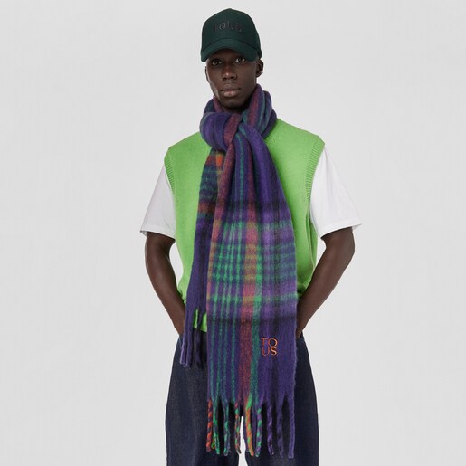 Purple TOUS Olympe Check Scarf