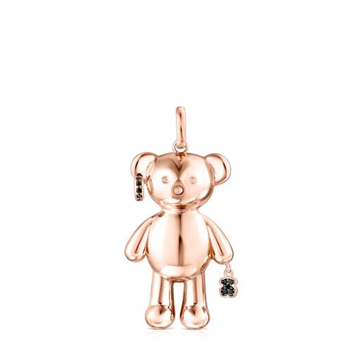 Colgante punk con baño de oro rosa 18 kt sobre plata y espinelas Teddy Bear