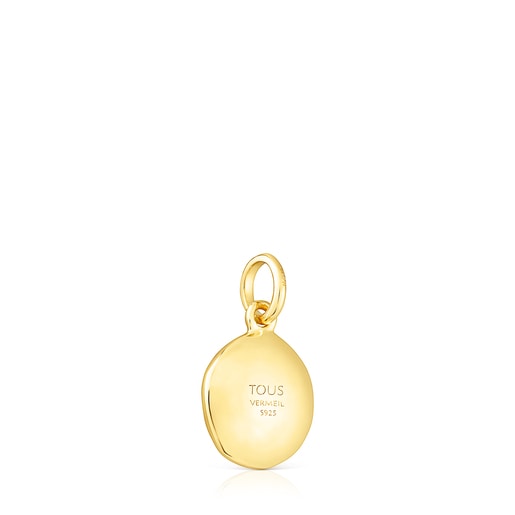 Pendente a disco piccolo Magic Nature con placcatura in oro 18 kt su argento e gemme