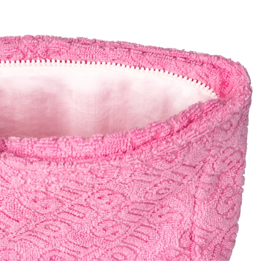 Terry cloth toiletry bag in Logo pink