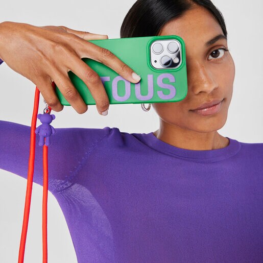 Funda de móvil colgante Delray 13 Pro Max verde TOUS Rope Bear