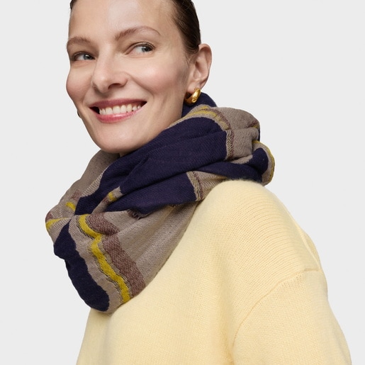 Bufanda azul marino y topo TOUS Bear Waves