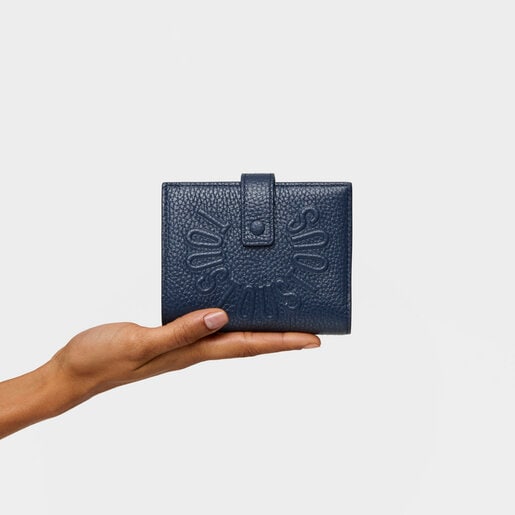 Navy blue leather Flap Card wallet TOUS Miranda