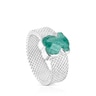 טבעת TOUS Mesh Color מכסף עם מוטיב דובון מאבן אמאזוניט מלוטשת