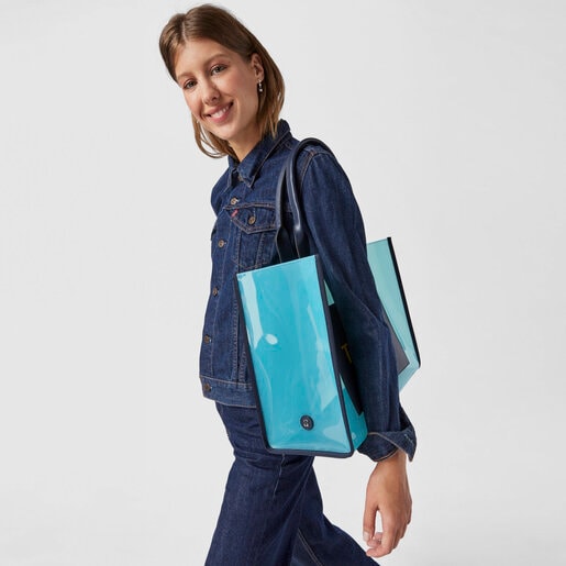 Большая прозрачная синяя сумка-shopping Amaya Vinyl