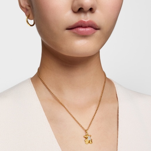Projected-bear Pendant with 18kt gold plating over silver and diamonds TOUS Sweet 40s