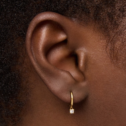 Gold TOUS Basics Hoop earring with diamond