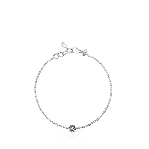 Silver TOUS New Motif Bracelet with chrome diopside flower