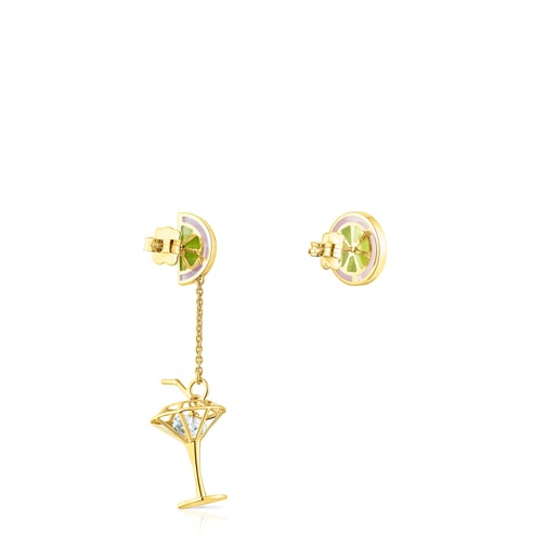 Silver vermeil TOUS St. Tropez Cup Short/long earrings with enamel and topaz