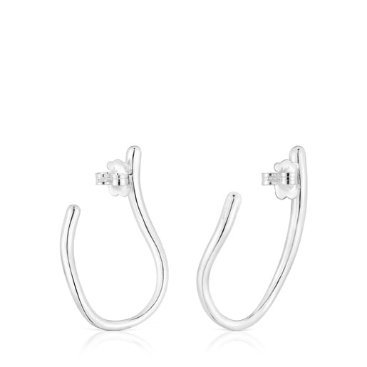 Silver wave-shaped Hoop earrings New Hav | TOUS