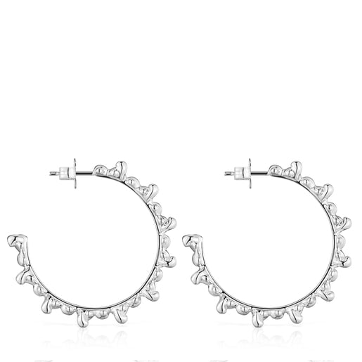 Silver hoop earrings with bear motifs Bold Bear | TOUS