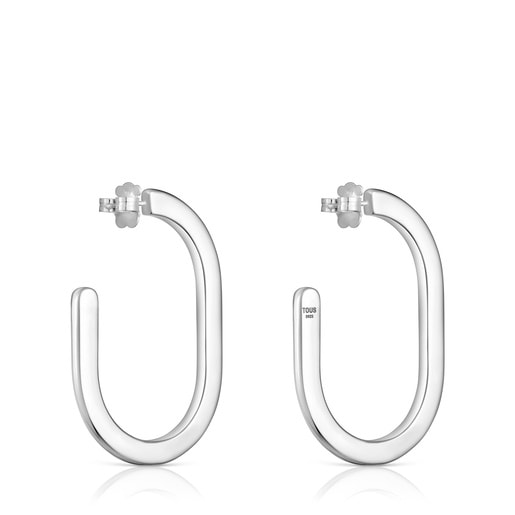 Silver long Hoop earrings Line