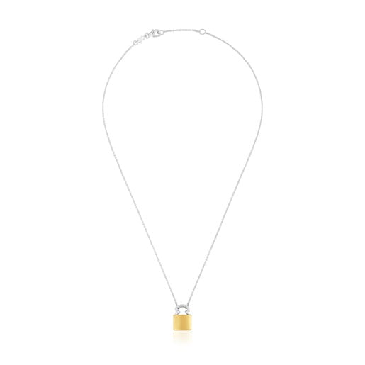 16 mm two-tone bear padlock motif Necklace TOUS Unlock