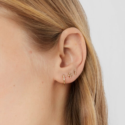 Gold cross Ear piercing with diamonds Les Classiques | TOUS