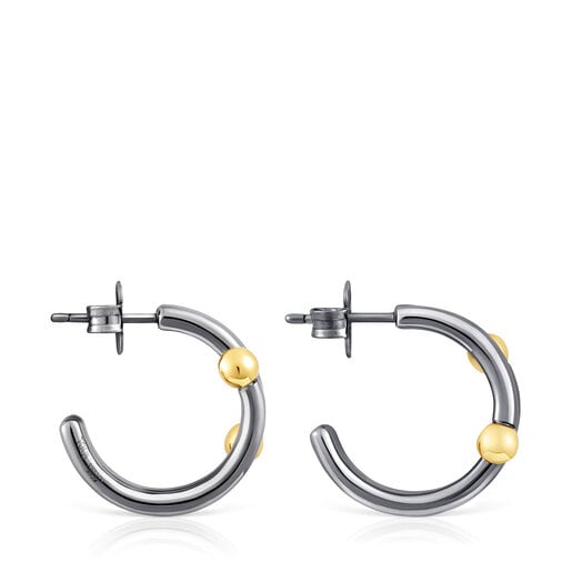 Boucles d’oreilles anneau triple St. Tropez en argent dark silver et argent vermeil