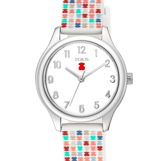 Reloj analógico Tartan Kids de acero con correa de silicona multicolor