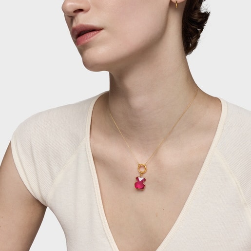 Colgante oso de oro y rubí creado en laboratorio Icon Color LGG