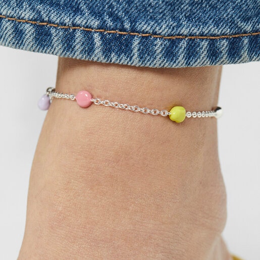 Silver and colored enamel TOUS Joy Bits anklet