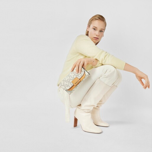 Portefeuille long Amaya Kaos Icon beige et moutarde