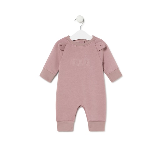 Baby playsuit with ears in Classic pink