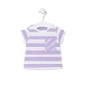 Girl's striped cotton t-shirt in Casual lilac