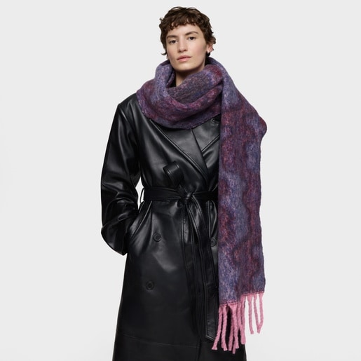 شال كبير الحجم باللونين الرمادي الداكن والعنابي من التشكيلة TOUS Bear Waves