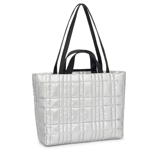 Large silver-colored TOUS Empire Padded Tote bag