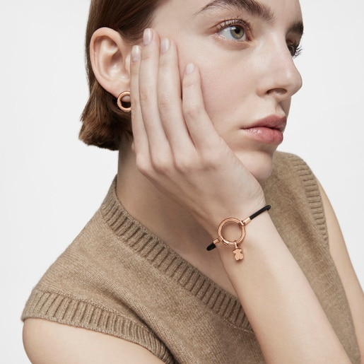 Rose Vermeil Silver and black IP Steel Hold Bracelet