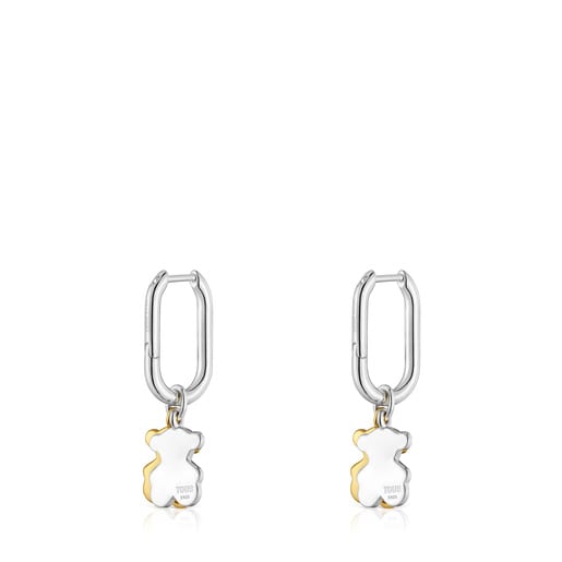 Sweet Dolls two-tone small Hoop earrings with bear motif