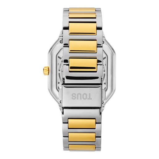 Automatic analog Watch with gold-colored IPG steel and steel bracelet D-Bear Now