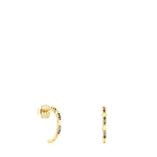 Gold Virtual Garden Hoop earrings with gemstones