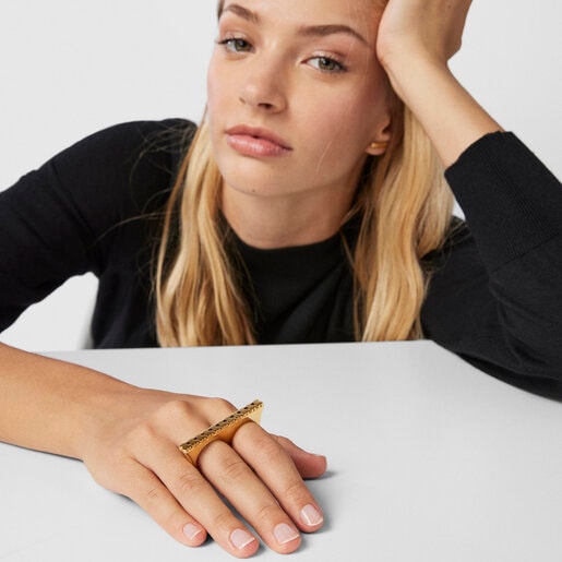 Silver Vermeil Straight double Ring | TOUS
