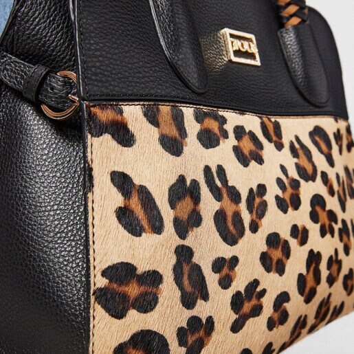 Large black leather TOUS Script Premium City handbag