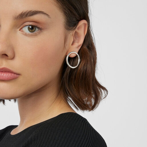 Large Silver Hold Earrings